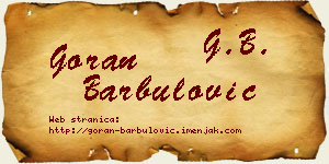 Goran Barbulović vizit kartica